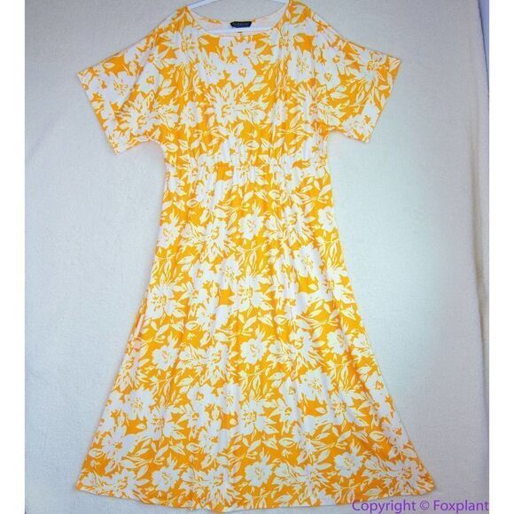 NEW Eloquii yellow floral Dolman Sleeve Maxi Dress with Slit,18 - Picture 2 of 16
